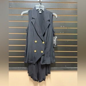 Cimmaron Black 2pc Blazer Vest Shorts Set Sleeveless Size 8 NWT